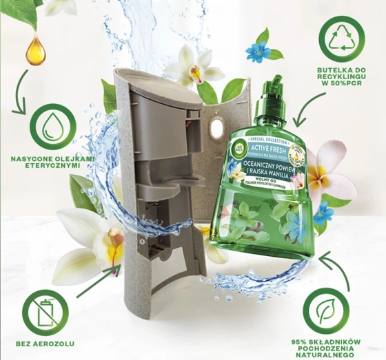 Air Wick Active Fresh automatyczny odświeżacz powietrza wkład Drzewo Sandałowe 228 ml