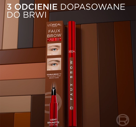 L'Oréal Paris Faux Brow marker do brwi z podwójną końcówką Light Brunette 1ml