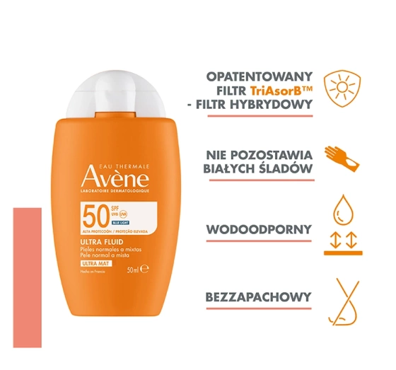Avène Ultra Fluid Invisible krem do twarzy SPF50 skóra wrażliwa 50 ml