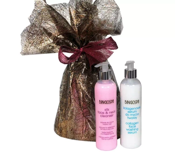 BingoSpa zestaw prezentowy do oczyszczania twarzy serum Kolagen 300 ml Jedwab 300 ml