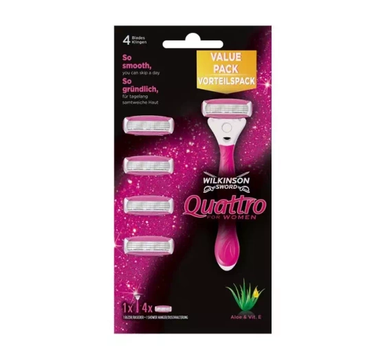 Wilkinson Sword Quattro maszynka do golenia dla kobiet rączka 5 wkładów