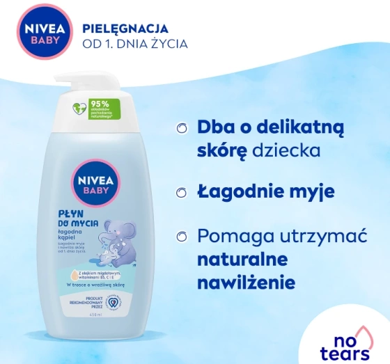 NIVEA BABY płyn do mycia łagodna kąpiel dla dzieci z pompką 450 ml