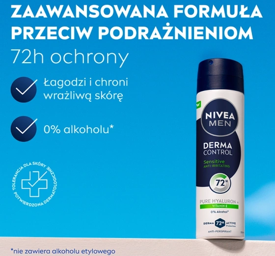 NIVEA MEN Derma Control antyperspirant w sprayu dla mężczyzn Sensitive 150 ml