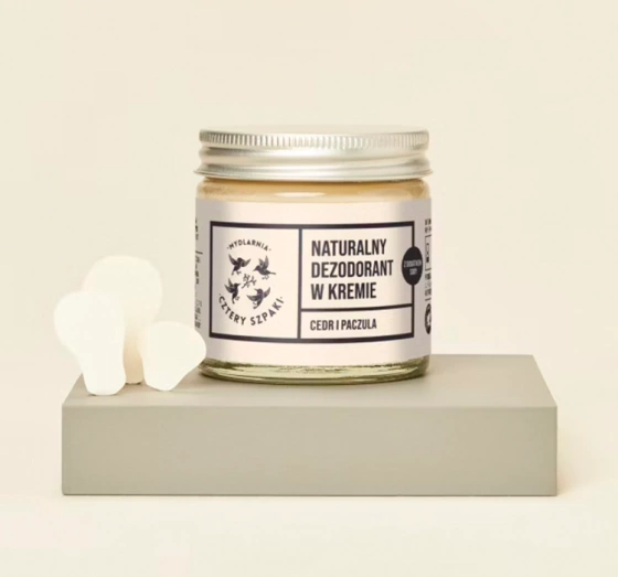Mydlarnia Cztery Szpaki naturalny dezodorant w kremie z dodatkiem sody Cedr i Paczula 60ml