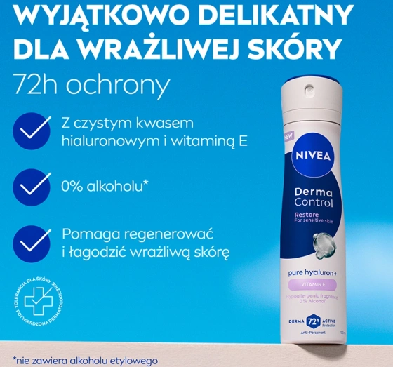 NIVEA Derma Control antyperspirant w sprayu dla kobiet Restore 150 ml
