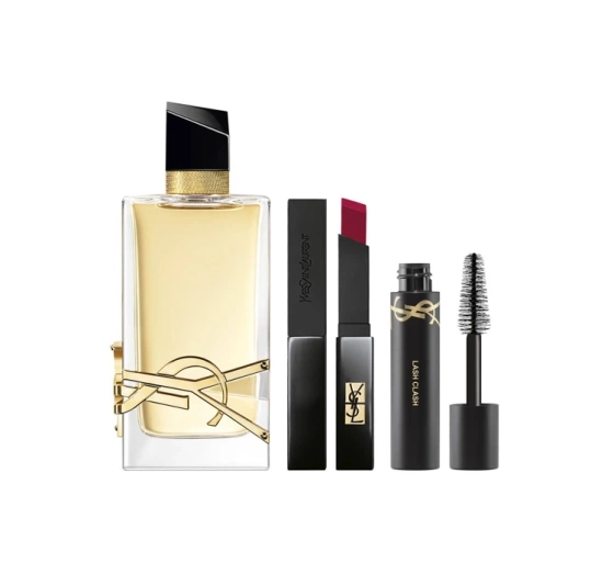 Yves Saint Laurent woda perfumowana spray Libre 90 ml pomadka do ust The Slim Velvet Radical 308 2 g tusz do rzęs Mini Lash Clash 2 ml
