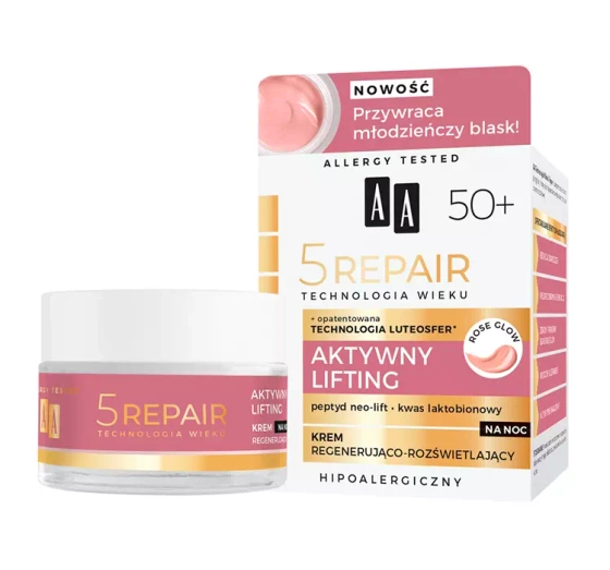 AA 5 Repair Aktywny Lifting 50 regenerujący krem rozświetlający na noc 50 ml