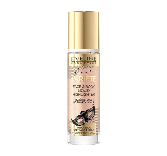 Eveline Cosmetics Variété płynny rozświetlacz do twarzy i ciała 01 Champagne Gold 30 ml