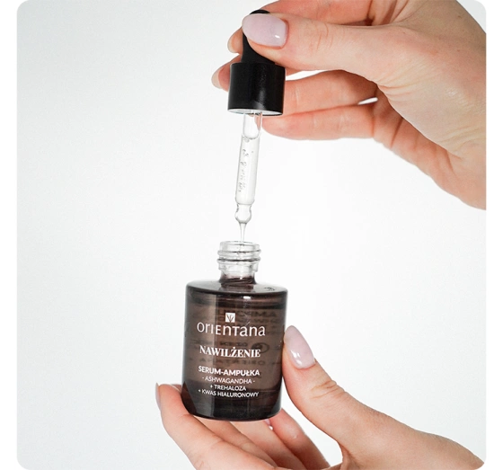 Orientana ampułka serum nawilżające Ashwagandha Trehaloza Kwas hialuronowy 30ml
