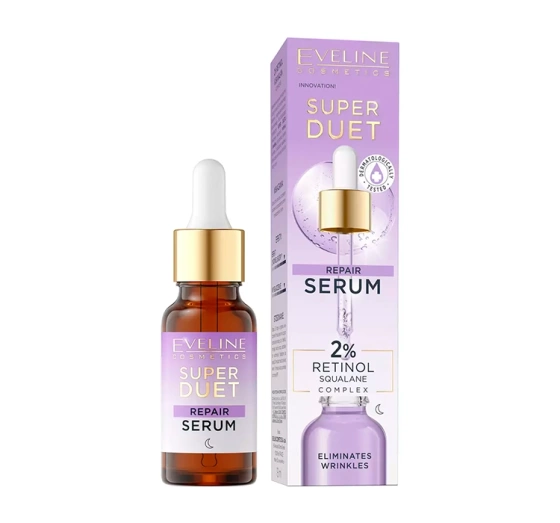Eveline Cosmetics Super Duet naprawcze serum do twarzy z 2% retinol do skóry suchej i dojrzałej 18 ml