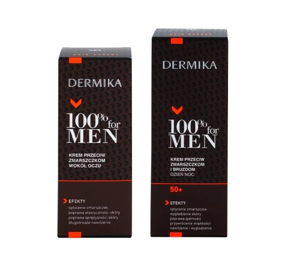 Dermika 100% For Men zestaw kosmetyków do pielęgnacji krem pod oczy 15 ml krem do twarzy 50 ml