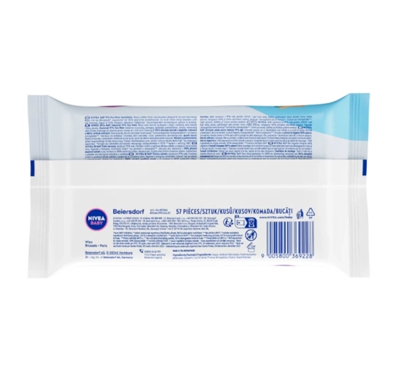 NIVEA BABY 99% Pure Water chusteczki nawilżane biodegradowalne 57 sztuk