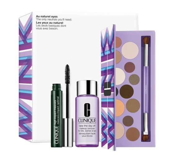 Clinique Au Naturel Eyes zestaw do makijażu oczu paleta cieni tusz do rzęs płyn do demakijażu