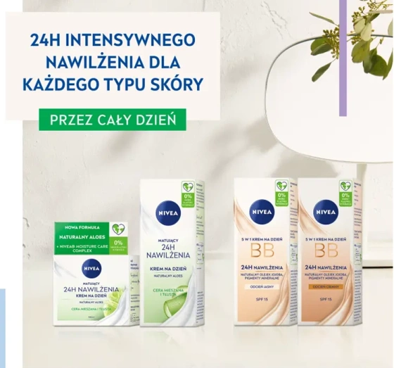 NIVEA 24h Nawilżenia matujący krem do twarzy na dzień 50 ml