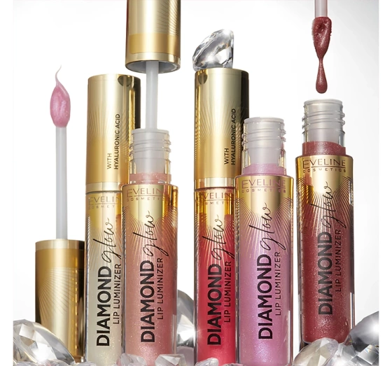 Eveline Cosmetics Diamond Glow Lip Luminizer błyszczyk do ust z kwasem hialuronowym 13 Peach Fuzz 4,5 ml