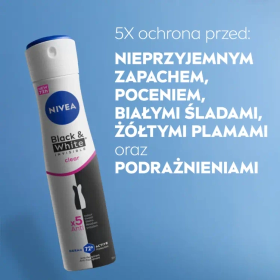 NIVEA Black&White Invisible Clear antyperspirant w sprayu dla kobiet 250 ml