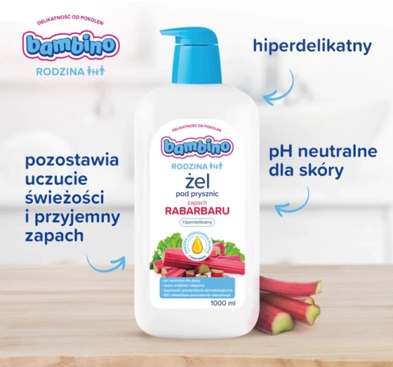 Bambino Rodzina żel pod prysznic hiperdelikatny Rabarbar 1000 ml