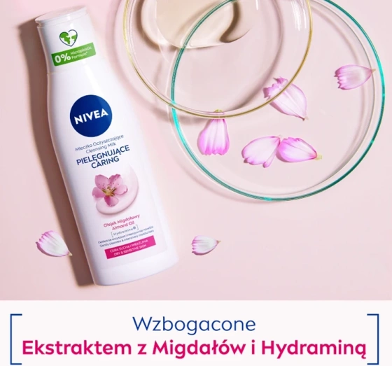 NIVEA Caring oczyszczające mleczko z olejkiem migdałowym do cery suchej i wrażliwej 200 ml