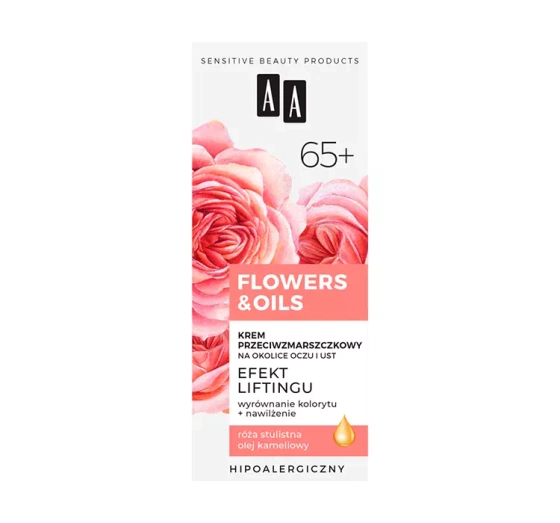 AA Flowers&Oil Efekt Liftingu 65 krem przeciwzmarszczkowy pod oczy i okolicie ust 15 ml