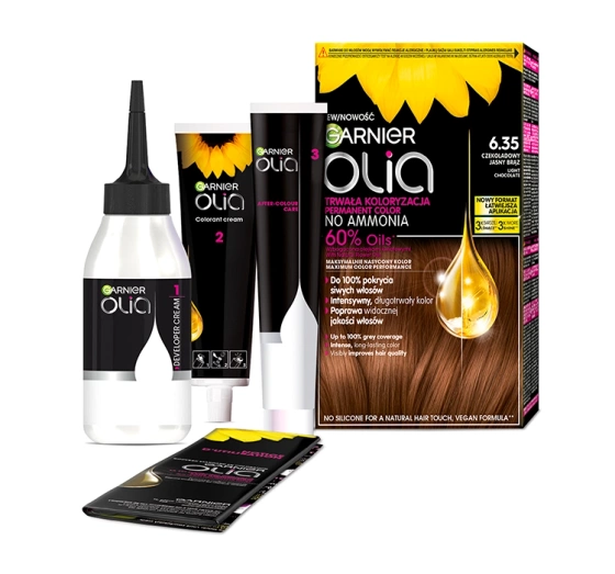 Garnier Olia trwała farba do włosów bez amoniaku 6.35 Czekoladowy Jasny Brąz
