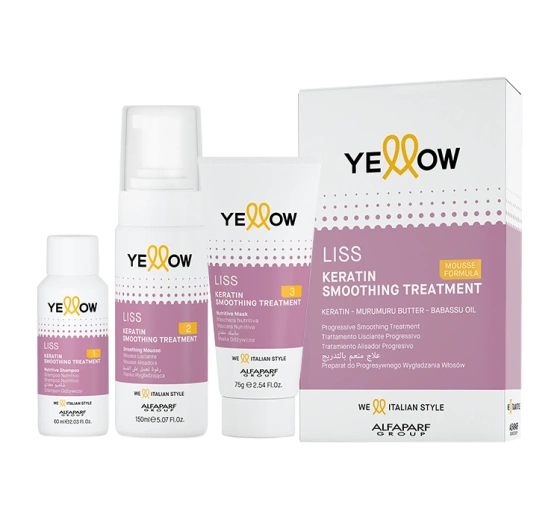 Yellow Professional Liss zestaw do keratynowego prostowania włosów szampon pianka maska