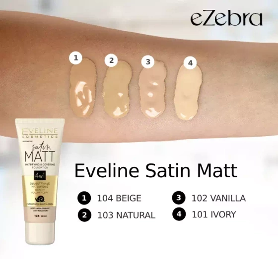 Eveline Cosmetics Satin Matt podkład matujący 103 Natural 30 ml