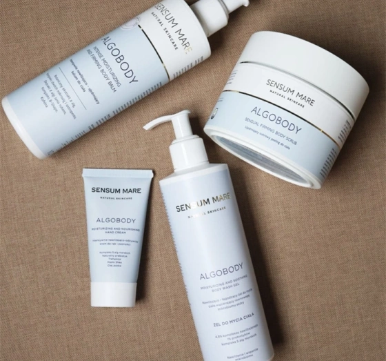 Sensum Mare Algobody zestaw kosmetyków do pielęgnacji żel do mycia 300 ml balsam do ciała 300 ml cukrowy peeling 300 g krem do rąk 50 ml