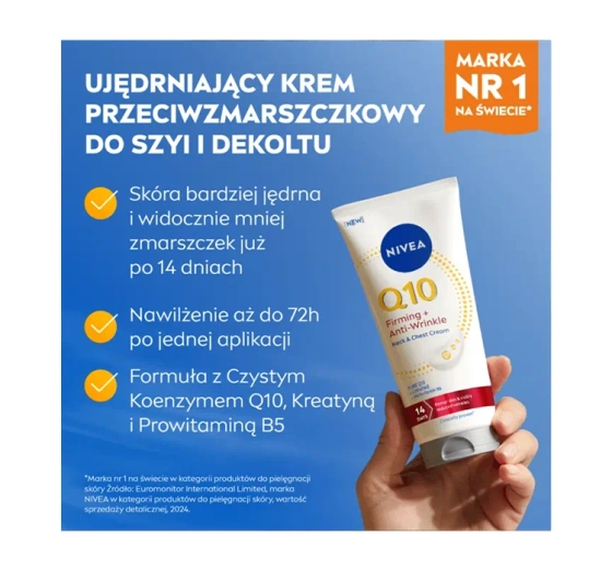 NIVEA Q10 Ujędrniający Przeciwzmarszczkowy krem do pielęgnacji szyi i dekoltu 200 ml