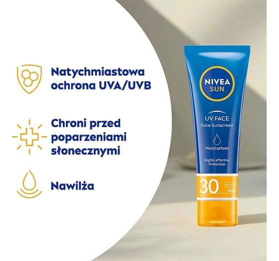 NIVEA SUN UV Face nawilżający krem przeciwsłoneczny SPF30 50 ml
