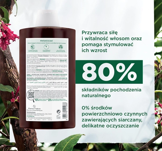 Klorane Chinina i Organiczna Szarotka szampon do włosów wypadających 400 ml