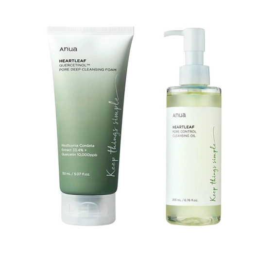 Anua Heartleaf zestaw kosmetyków pianka do mycia twarzy 150 ml olejek do oczyszczania twarzy 200 ml