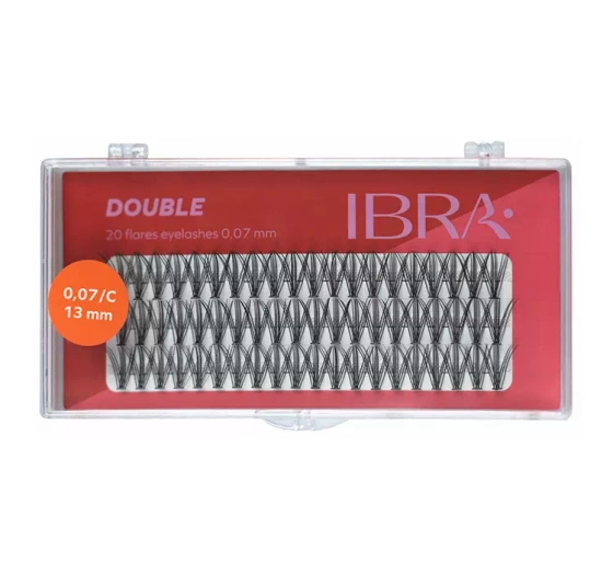 IBRA SZTUCZNE RZĘSY DOUBLE KĘPKI CZARNE C0,07 13MM