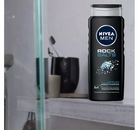 NIVEA MEN Rock Salt żel pod prysznic 3w1 dla mężczyzn do mycia ciała, twarzy i włosów 500 ml