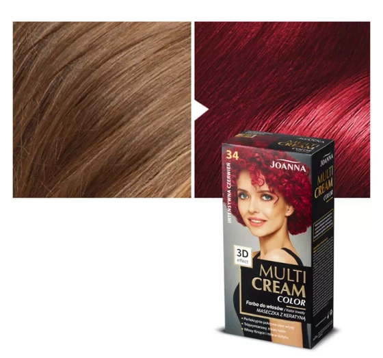 Joanna Multi Cream Color farba do włosów 34 Intensywna Czerwień