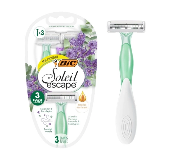 BIC Soleil Escape jednorazowe maszynki do golenia dla kobiet Lawenda & Eukaliptus 3 sztuki