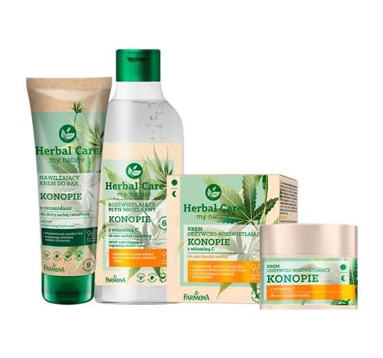 Farmona Herbal Care Konopie zestaw krem do rąk 100 ml krem 50 ml płyn micelarny 400 ml