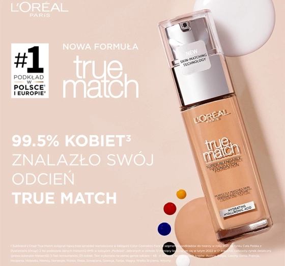 L'Oréal Paris True Match podkład dopasowujący się do koloru skóry 1.5 D/W 30 ml
