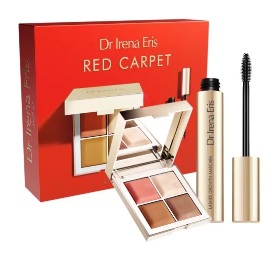 Dr Irena Eris Red Carpet zestaw do makijażu paletka Design&Define 20 g tusz do rzęs Lashes Growth 9 ml