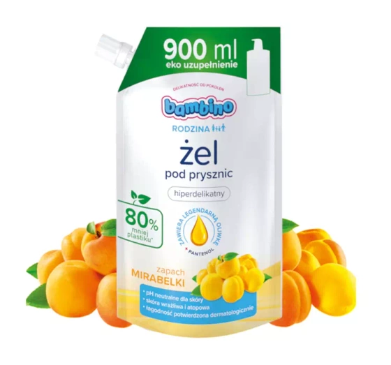 Bambino Rodzina żel pod prysznic hiperdelikatny Mirabelka refill 900 ml