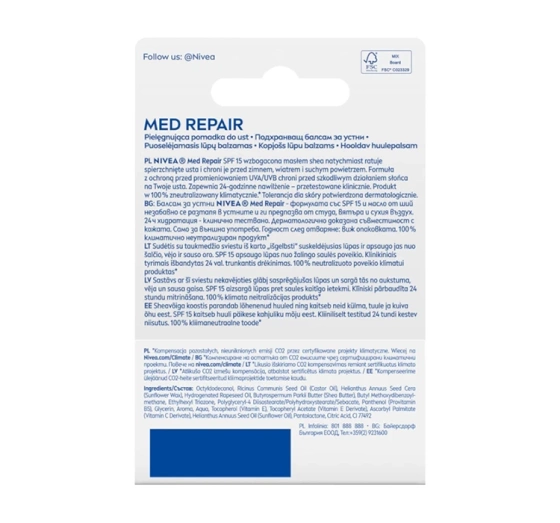 NIVEA pielęgnująca pomadka do ust SPF15 Med Repair 4,8 g