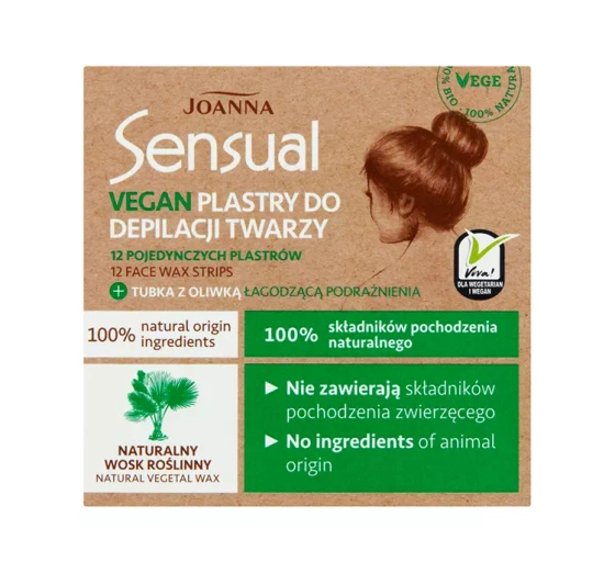 Joanna Sensual Vegan plastry do depilacji twarzy 12 sztuk 10ml