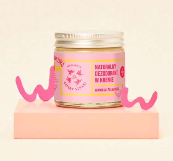 Mydlarnia Cztery Szpaki naturlany dezodorant w kremie bez dodatku sody Wanilia i Palmaroza 60ml