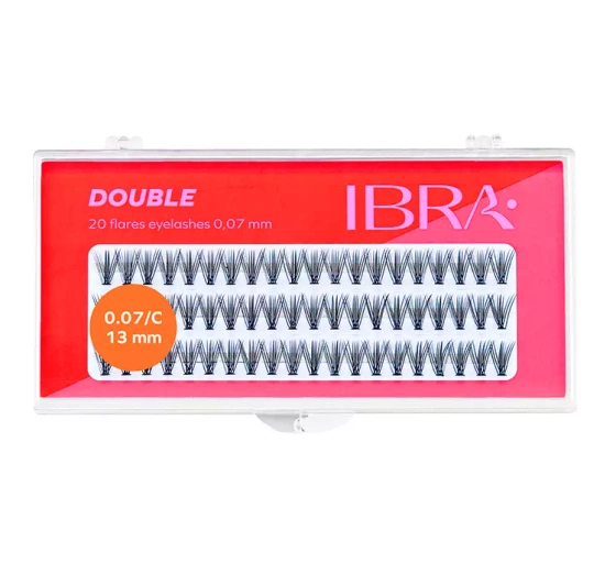 IBRA SZTUCZNE RZĘSY DOUBLE KĘPKI CZARNE C0,07 13MM