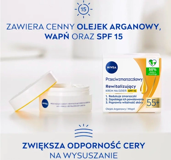 NIVEA przeciwzmarszczkowy rewitalizujący krem do twarzy na dzień SPF15 50 ml