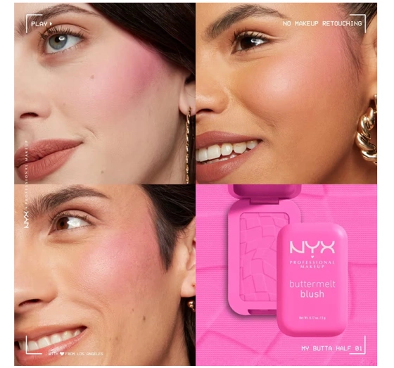 NYX Professional Makeup Buttermelt róż do policzków w kompakcie 01 My Butta Half 5 g