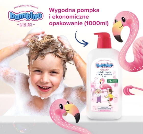 Bambino Dzieciaki Bolek i Lolek żel do mycia ciała i włosów 2w1 Flaming 1000 ml
