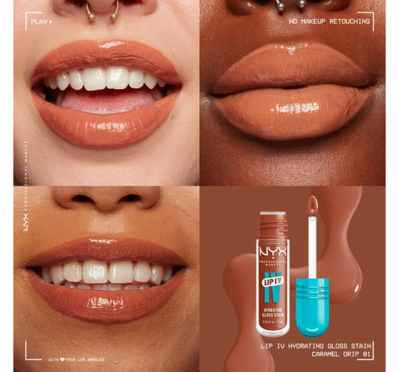 NYX Professional Makeup Lip IV Hydrating Gloss Serum błyszczyk do ust 01 Carmel Drip 5 ml