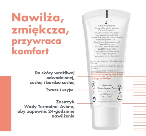 Avène Hydrance bogaty krem do twarzy 40 ml