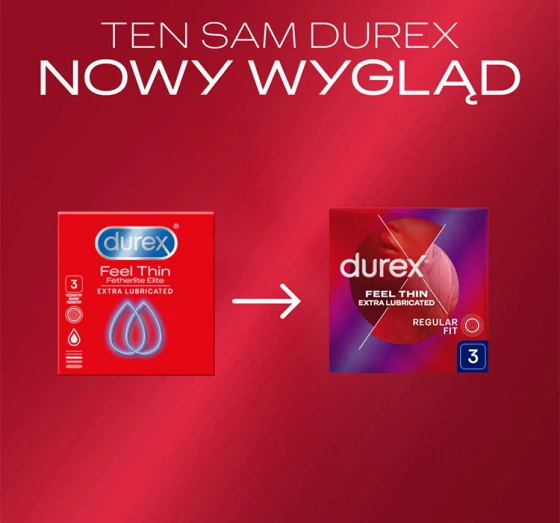 Durex Feel Thin Extra Lubricated cienkie prezerwatywy nawilżane 3 szt