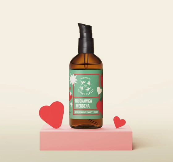 Mydlarnia Cztery Szpaki Truskawka i Werbena naturalny olejek do masażu ciała i twarzy 100ml
